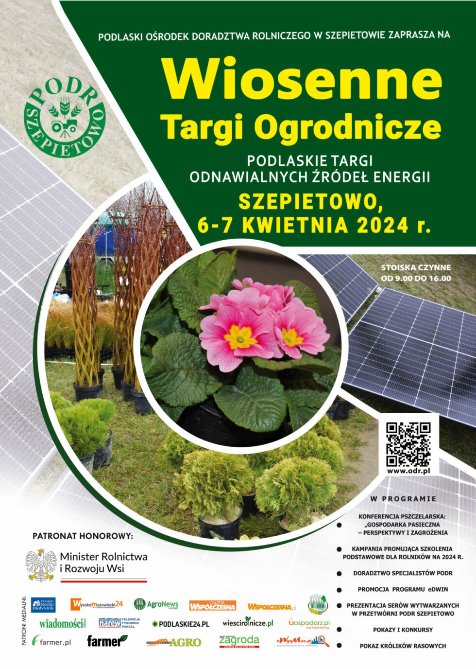 Wiosenne Targi Ogrodnicze i Podlaskie Targi Odnawialnych Źródeł Energii w Szepietowie; plakat